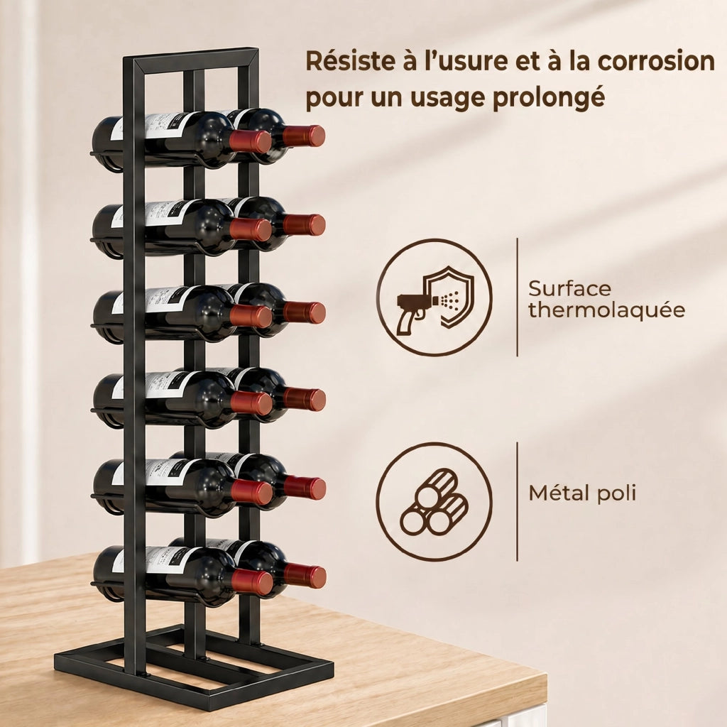 Scaffale portabottiglie da 12 bottiglie ¨C Xylo ¨C metallo nero stile industriale