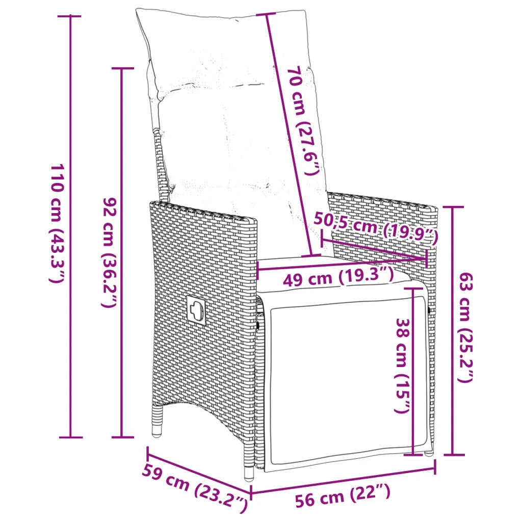 Set da Pranzo da Giardino 5 pz con Cuscini in Polyrattan Grigio 3276737
