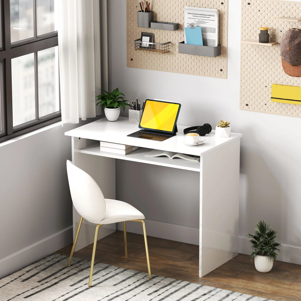 Scrivania per computer con scaffale ¨C Minimal ¨C Bianco 90x50x74 cm
