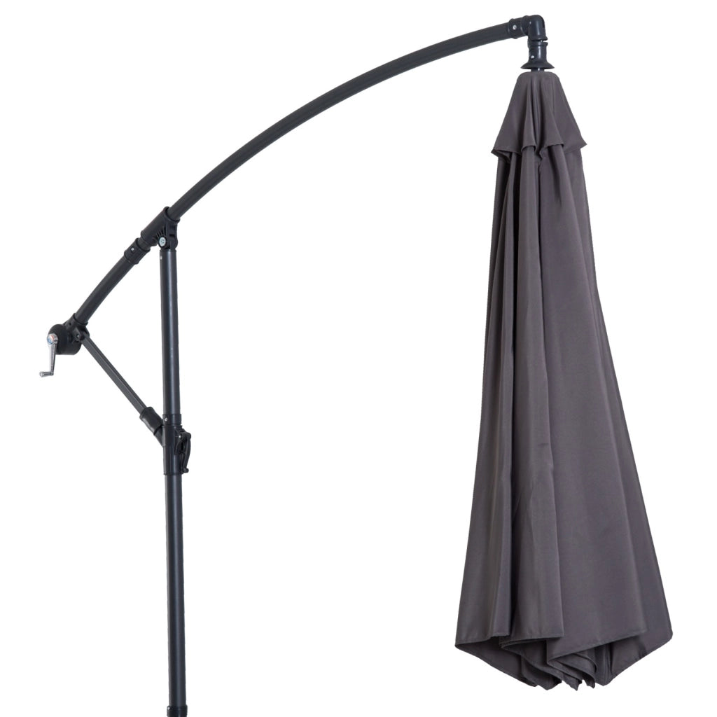 EasyComfort Ombrellone da Esterni 3x2.5 m Decentrato con Manovella, Struttura in Acciaio e Poliestere Anti-UV, Grigio