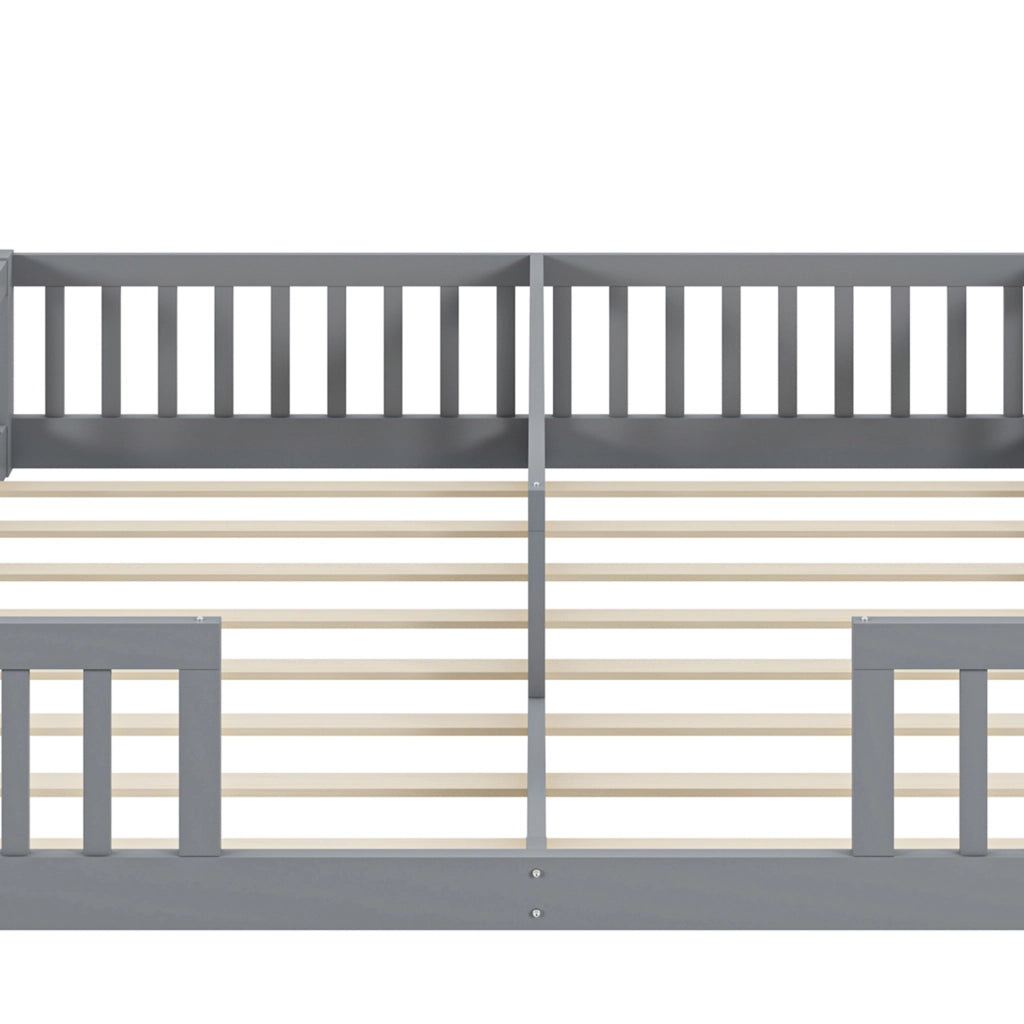 LETTO per bambini con sponde 90 x 200 cm Pino e MDF Grigio
