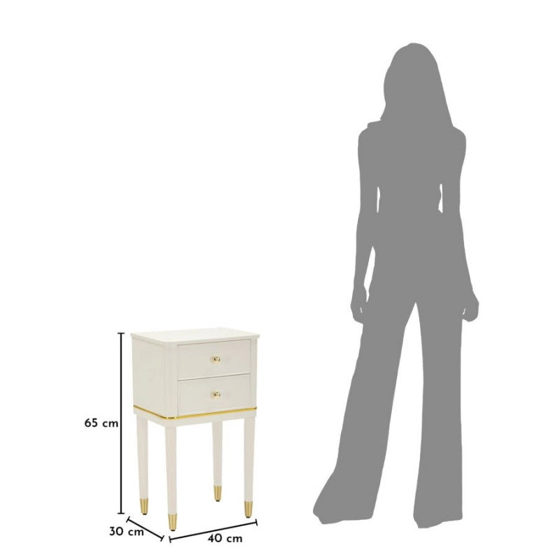 Comodino Camille Bianco cm 40x30x71