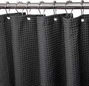 Douchegordino con anelli di metallo, tessuto, stoffa, tenda da bagno, antimuffa, set di tenda da bagno impermeabile, tenda da doccia pesante, per bagno, 92 x 182 cm (nero)