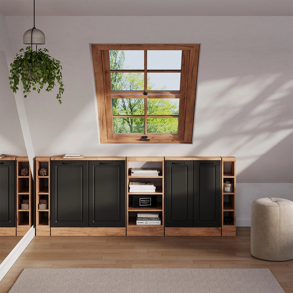 Set di mobili sottotetto Rion Antracite rustico/Rovere dorato Set di 5 Vicco