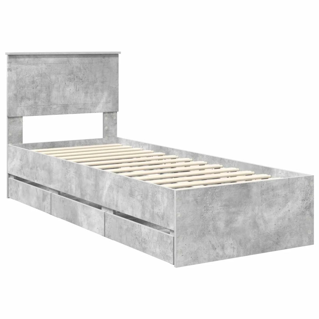 Struttura del letto con cassetto Grigio cemento 75 x 190 cm 3410759
