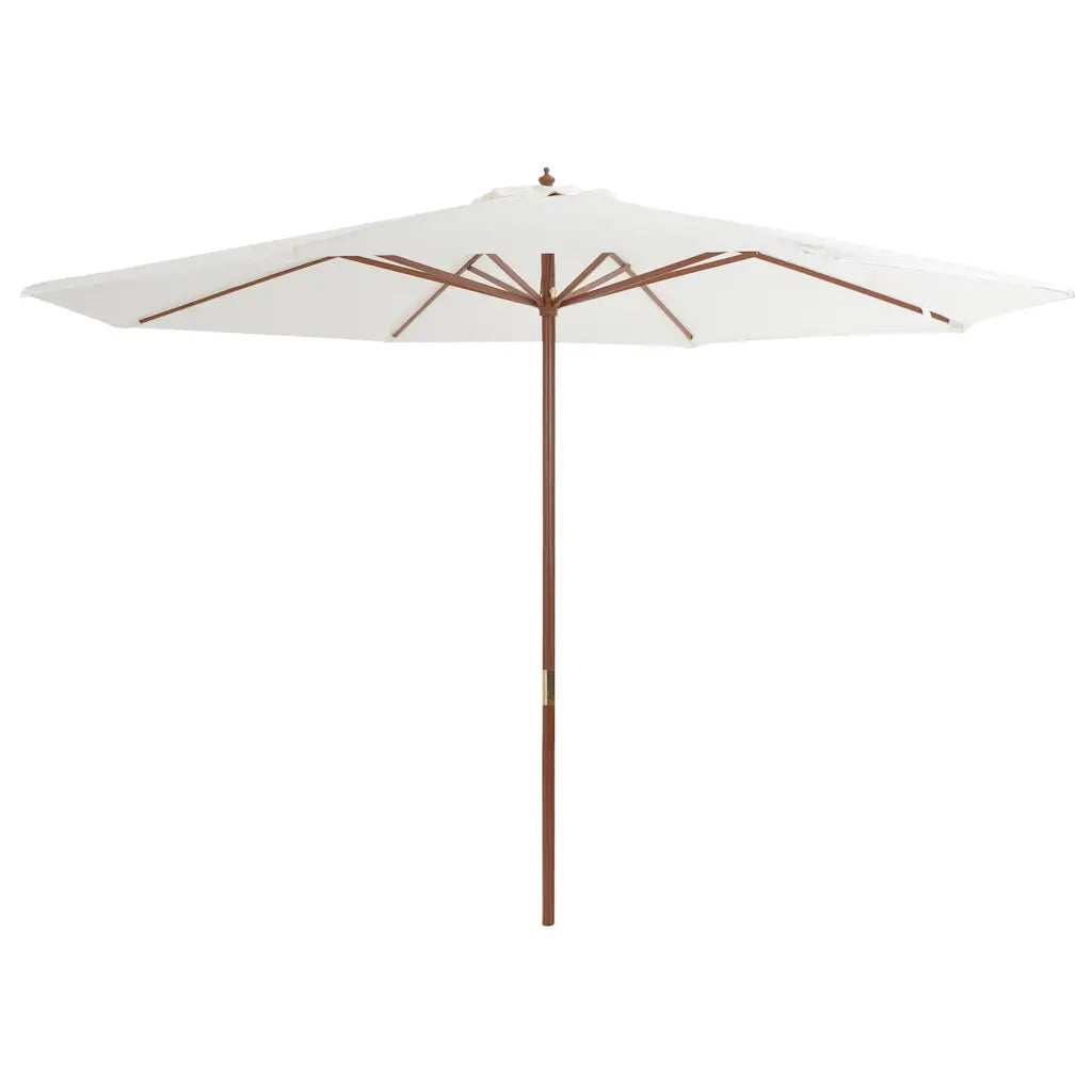 Ombrellone da Esterni-Ombrello da giardino con Palo in Legno 350 cm Bianco Sabbia