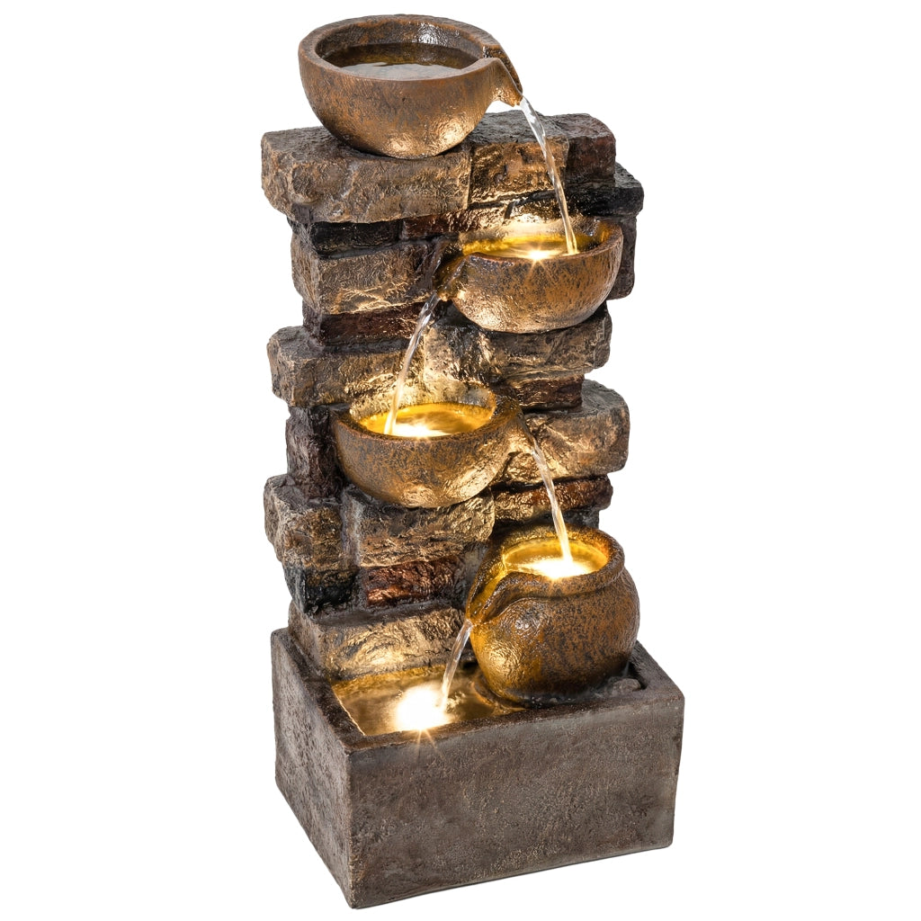 Fontana da Giardino con LED ¨C zephmum ¨C Marrone 5 Livelli
