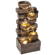 Fontana da Giardino con LED ¨C zephmum ¨C Marrone 5 Livelli