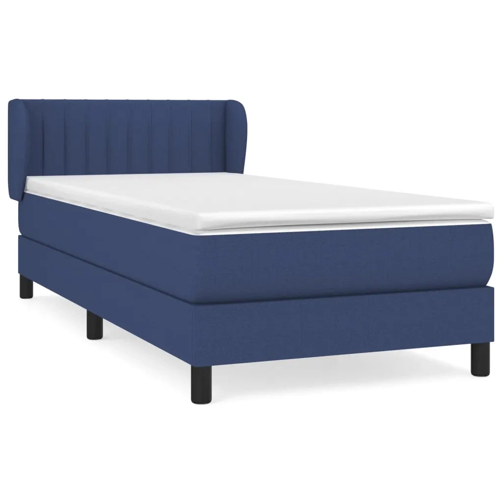 Letto singolo | Letto per adulti | Giroletto a Molle con Materasso Blu 90x190 cm in Tessuto