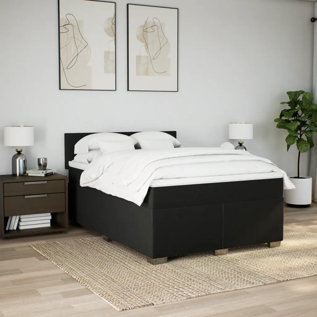 Giroletto a Molle con Materasso Nero 140x190 cm in Tessuto 3288178