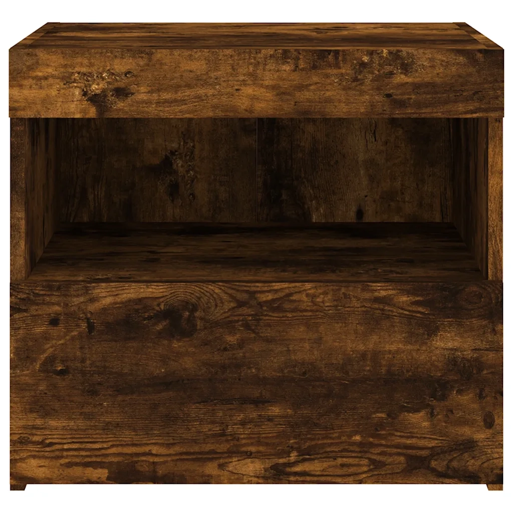 Comodini con Luci LED 2pz-Set di 2 Tavolino da notte Rovere Fumo 50x40x45 cm