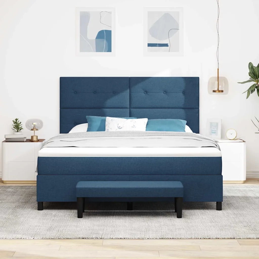 Letto a molle con materasso Blu 180 x 200 cm Tessuto