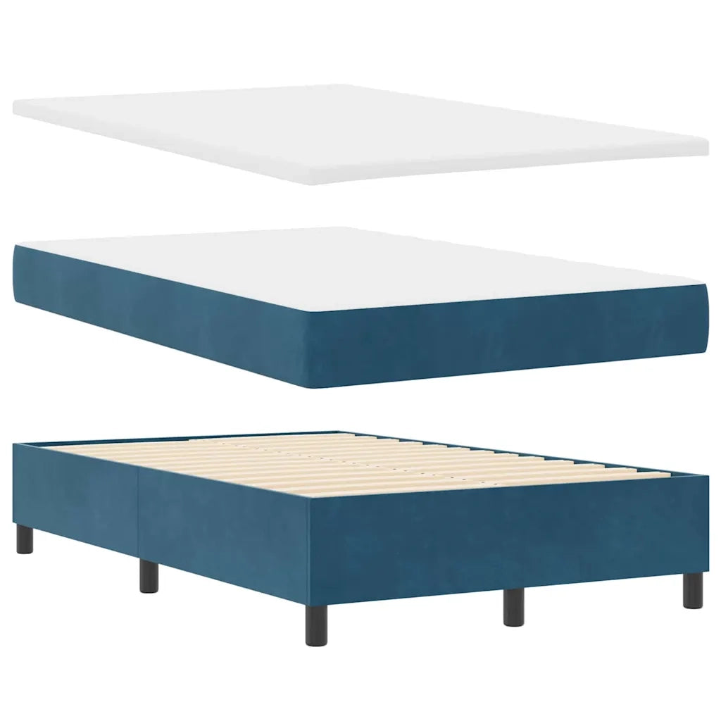 Letto a Sorgente LED Blu Scuro 120 x 200 cm Tessuto