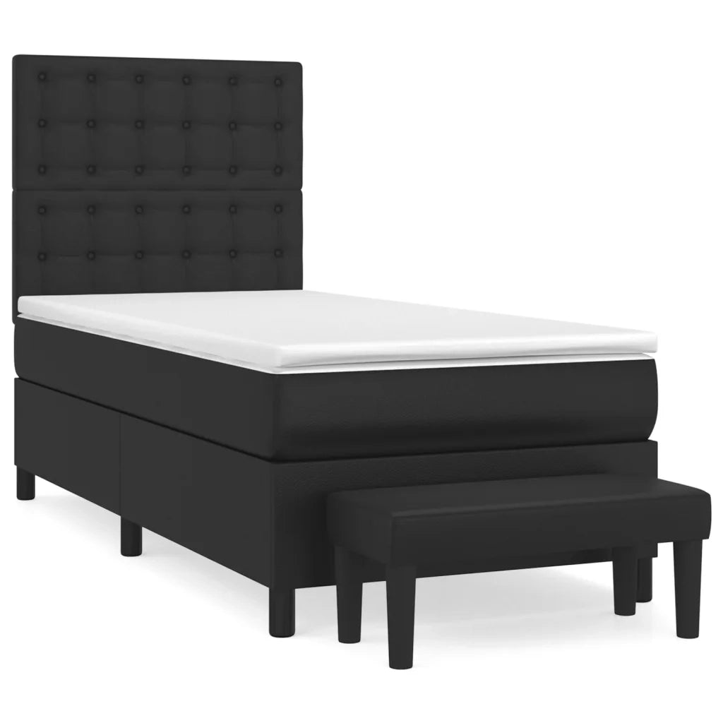 Giroletto a Molle con Materasso-Struttura Letto Nero 80x200 cm in Similpelle 827361