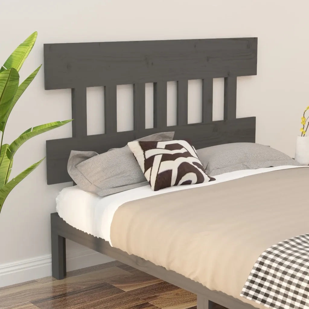 Testiera | Testata Letto Grigia 123,5x3x81 cm in Legno Massello di Pino