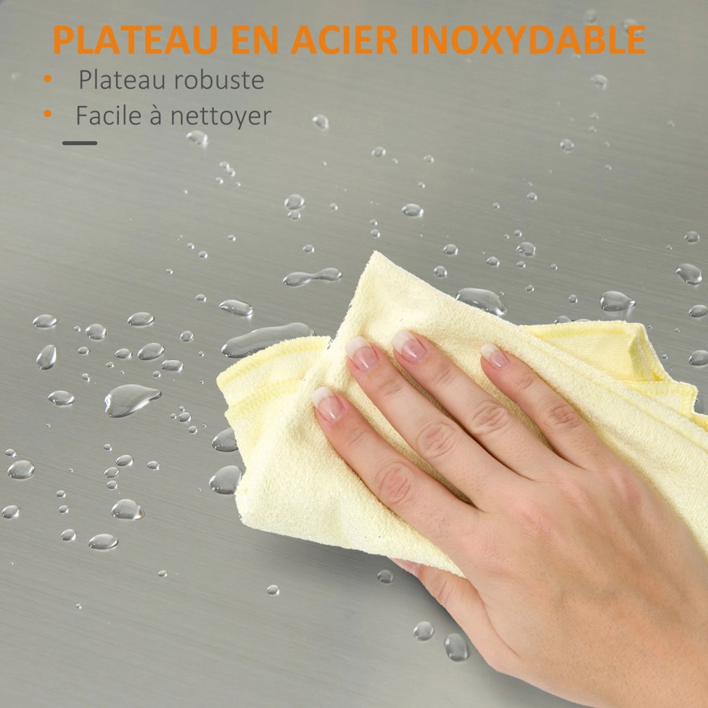 Carrello da cucina con cassetto e ripiani ¨C Minimal ¨C Bianco acciaio inox MDF