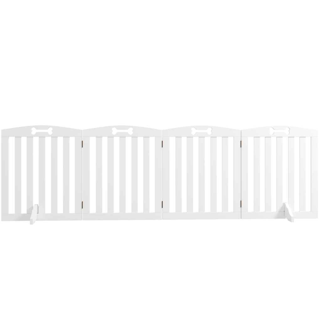 Cancello per Cani Freestanding con Piedini ¨C zephmum ¨C 207.5x30x61 cm Bianco
