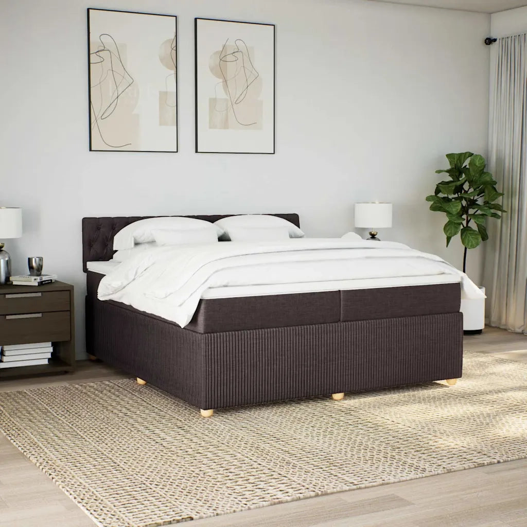 Giroletto a Molle con Materasso Marrone Scuro 200x200cm Tessuto 3287573