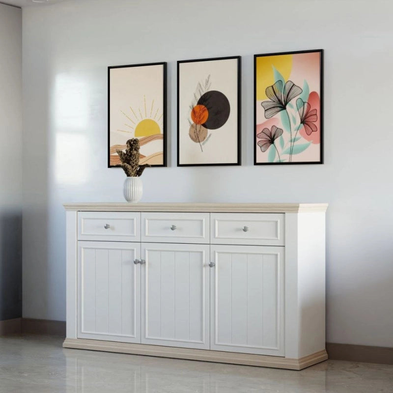 Madia Essenza con 3 cassetti e 3 ante in stile classico colore bianco e rovere