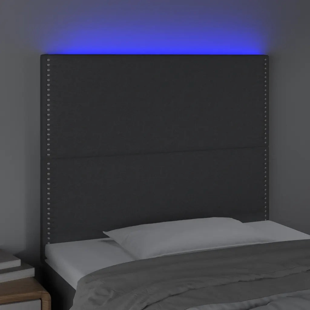Testiera a LED-Testata con LED Grigio Scuro 90x5x118/128 cm in Tessuto 962108