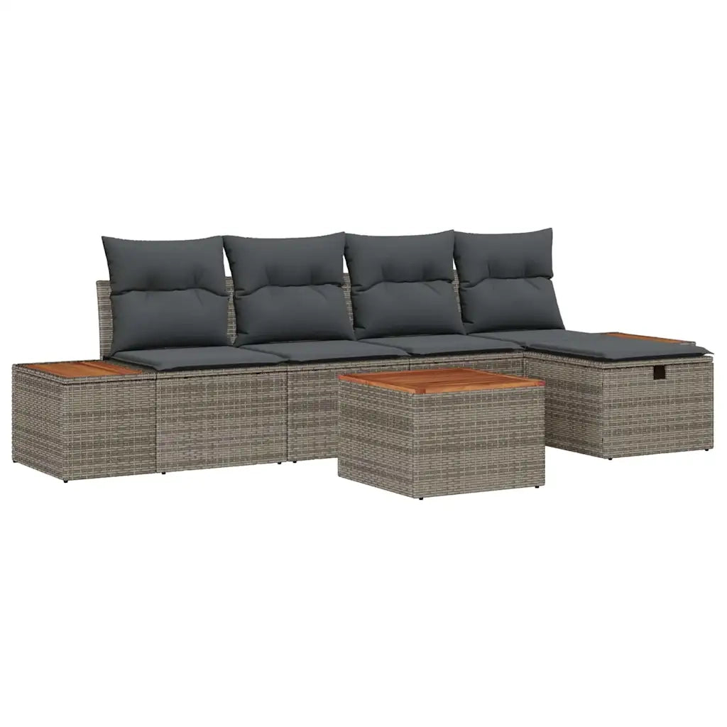 Set Divano da Giardino con cuscino 6 pcs Grigio polyrattan