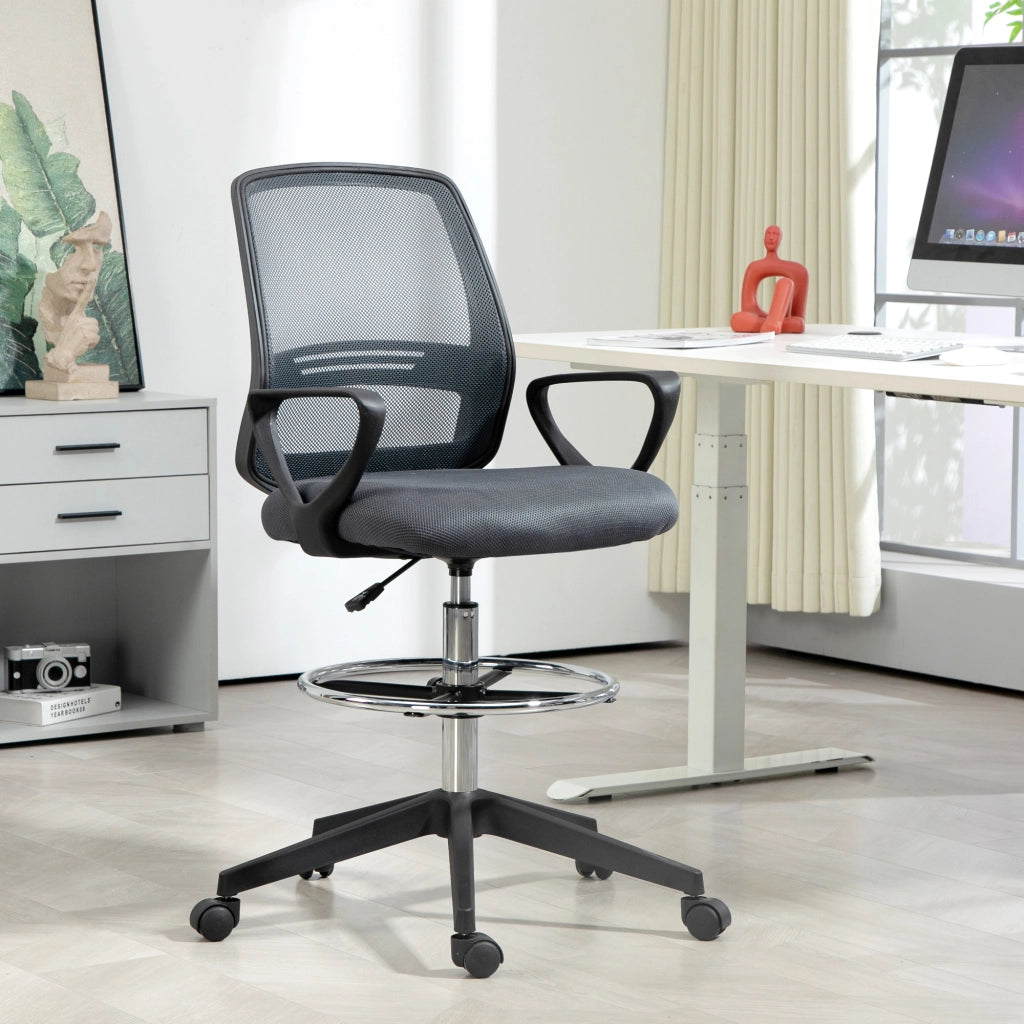 Sedia da Ufficio Ergonomica con Braccioli e Poggiapiedi Regolabile ¨C Minimal ¨C Grigio