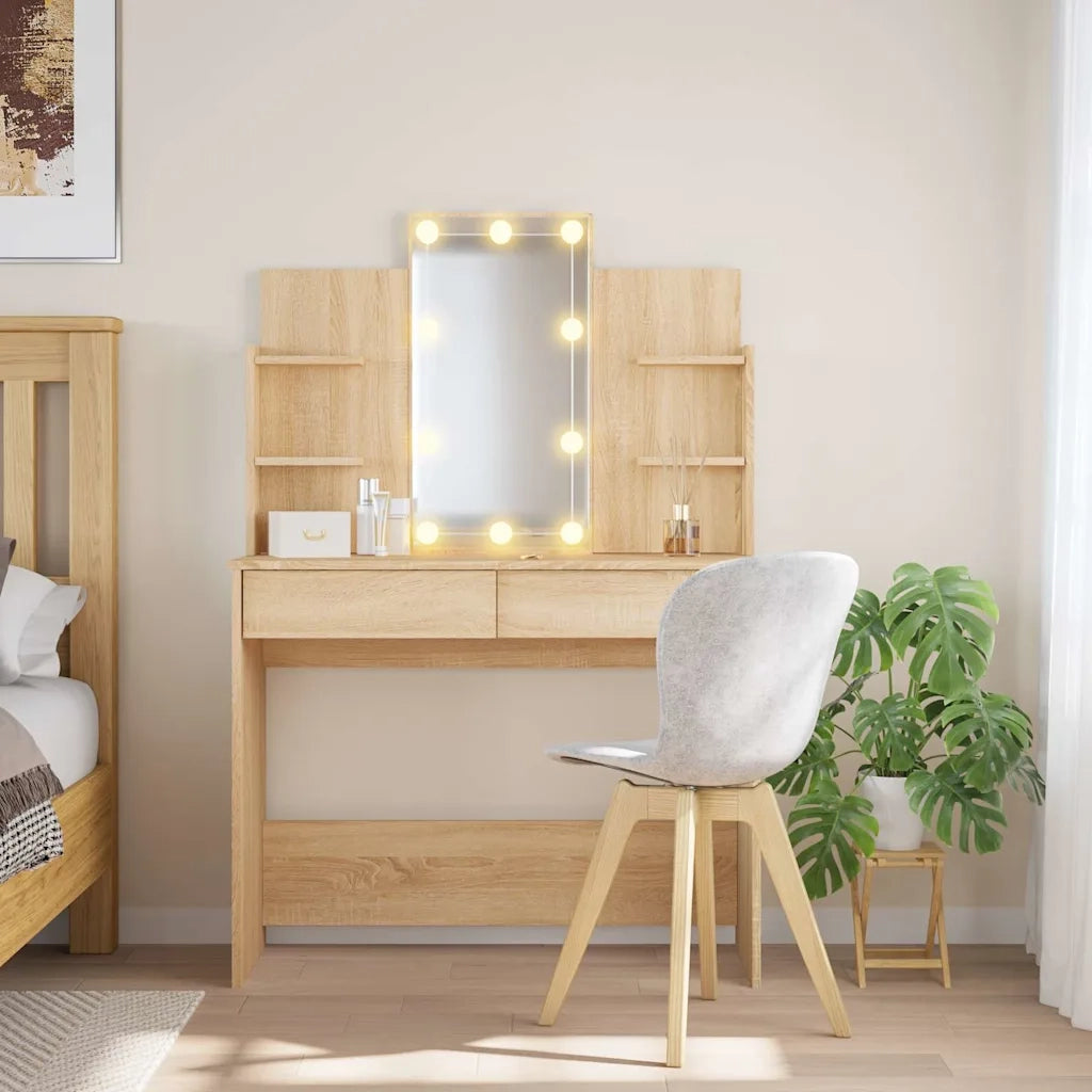 Toeletta con Luci LED Rovere Sonoma 96x40x142 cm 837894