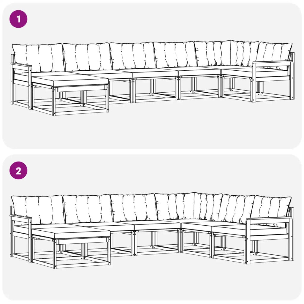 Set di divani da esterno 7 pcs Bianco e Grigio Chiaro 3388893