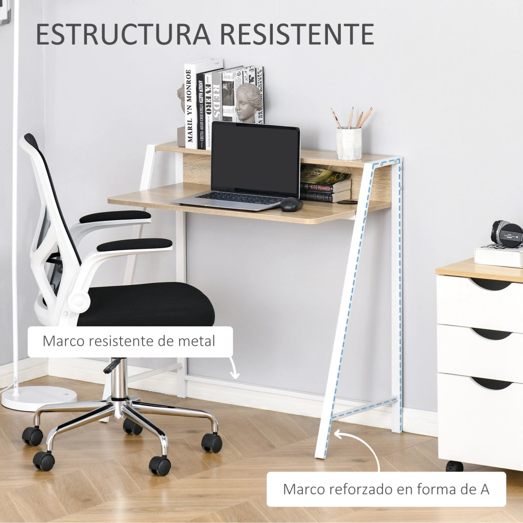 Scrivania Computer Moderna ¨C Xylo ¨C Legno Rovere Piano 84x45x85cm Metallo Ufficio