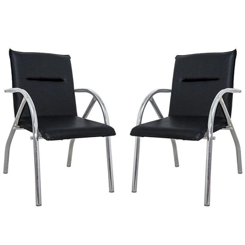 Set di 2 Sedie attesa sala ospiti Karisma ecopelle nera
