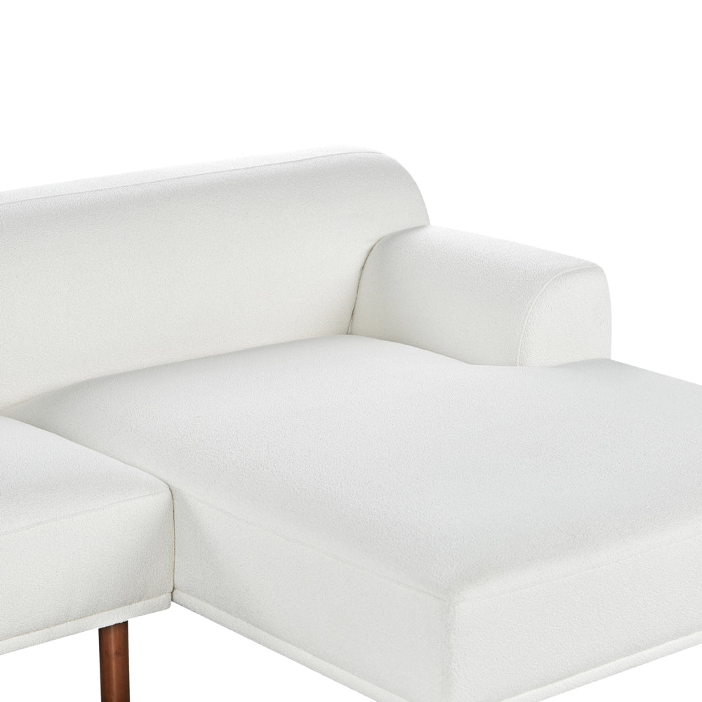 Divano ad angolo sinistro in tessuto bianco lato sinistro stile minimalista