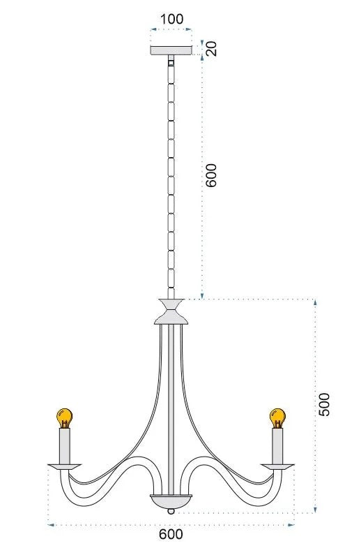 Lampada Da Soffitto Pensile Rustica APP647-5CP Nera