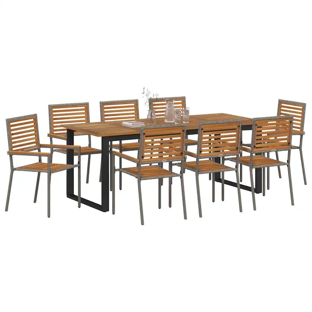 Set da Pranzo per Giardino 9 pcs Grigio