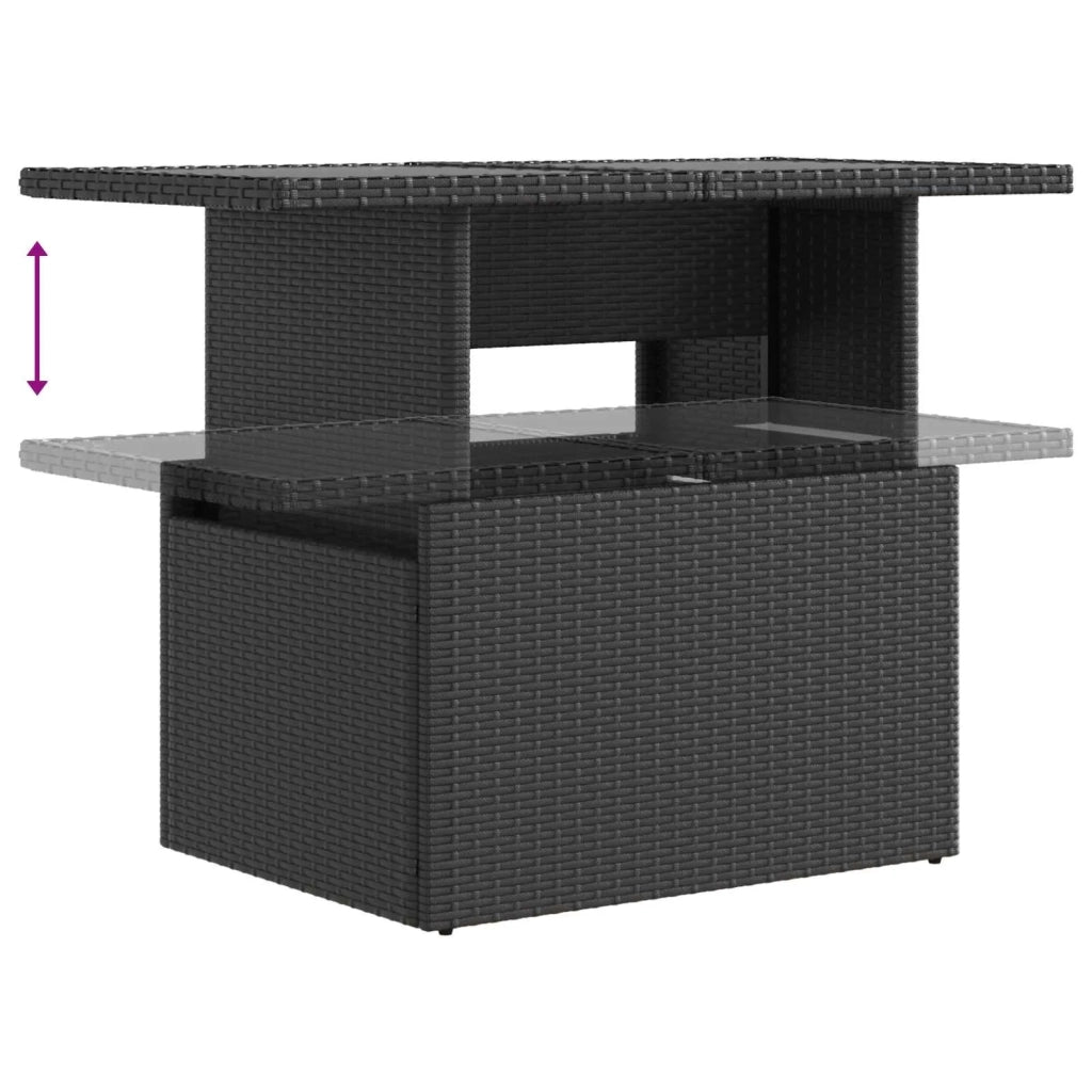 Set da pranzo per esterni 5 pz Nero e Bianco Crema polyrattan 3422403