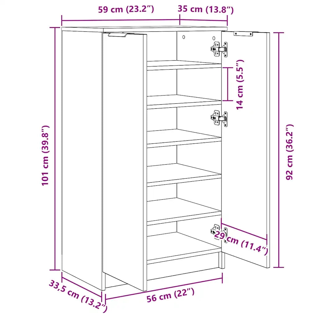 Scarpiera | Mobile per scarpe Grigio Cemento 59x35x100,5 cm in Legno Multistrato