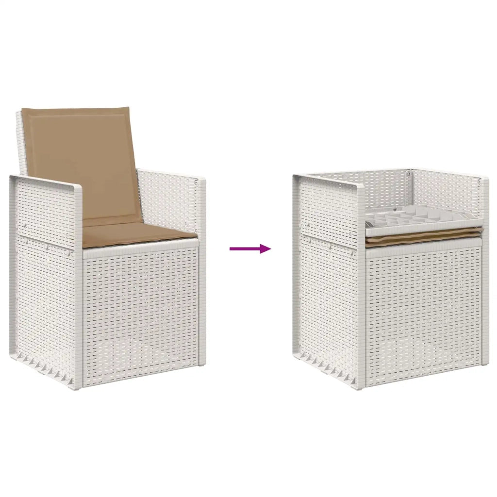 Set da Pranzo per Giardino 5 pcs Bianco e Tortora PP