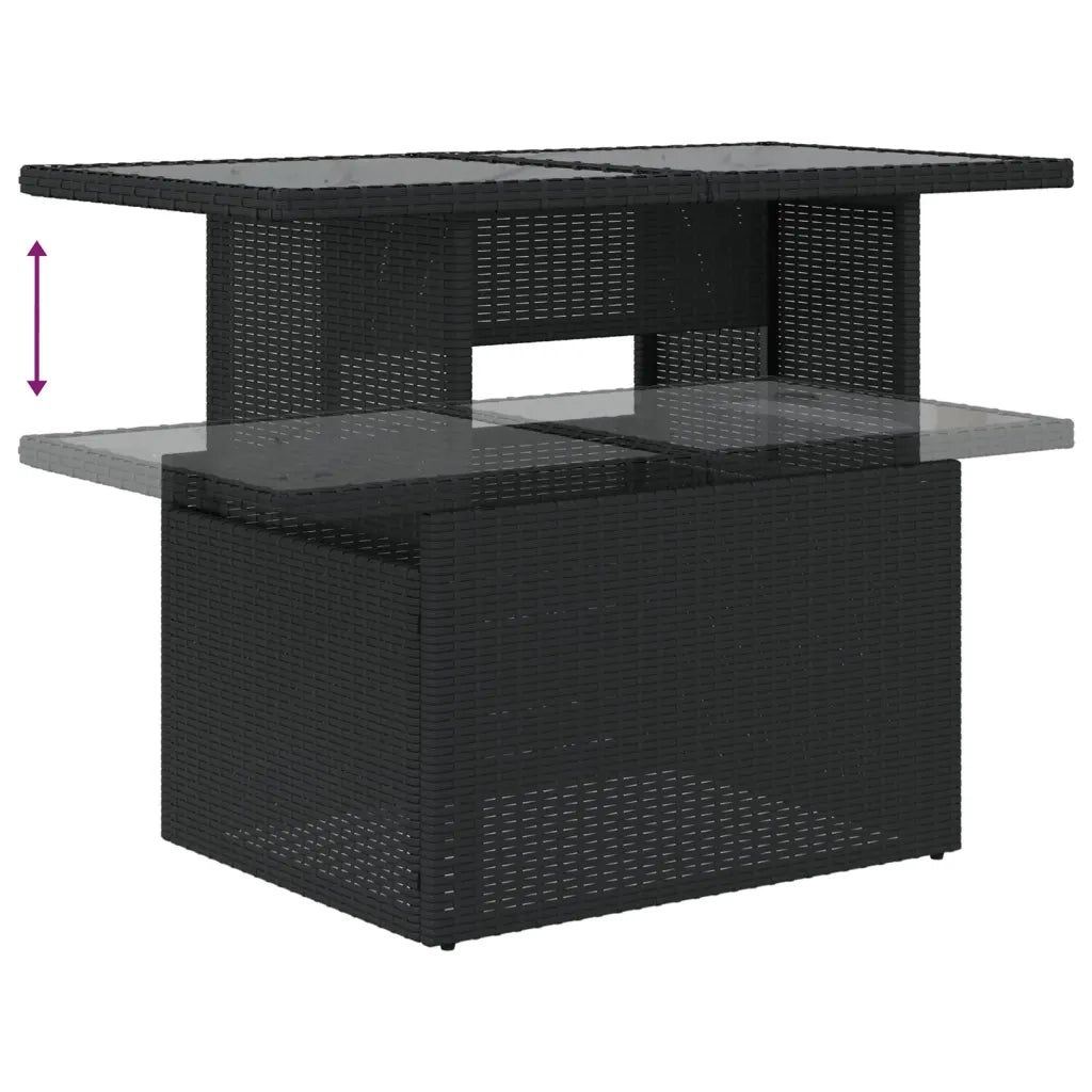 Set Divani da Giardino 9 pz con Cuscini Nero in Polyrattan 3269056