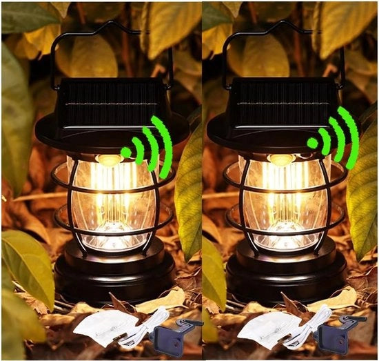 Due sensori di movimento per lampioni solari esterni - illuminazione da campeggio da esterno per ingresso porta garage acqua resistente nero - resistenti all'usura per esterno per casa dehor