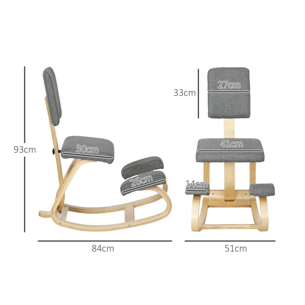 Sedia ergonomica inginocchiatoio ¨C Xylo ¨C legno con schienale basculante grigio