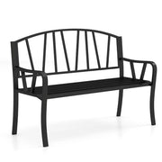 Panchina da giardino in metallo da 129 cm per giardino, Panchina con doghe per 2-3 persone Nero