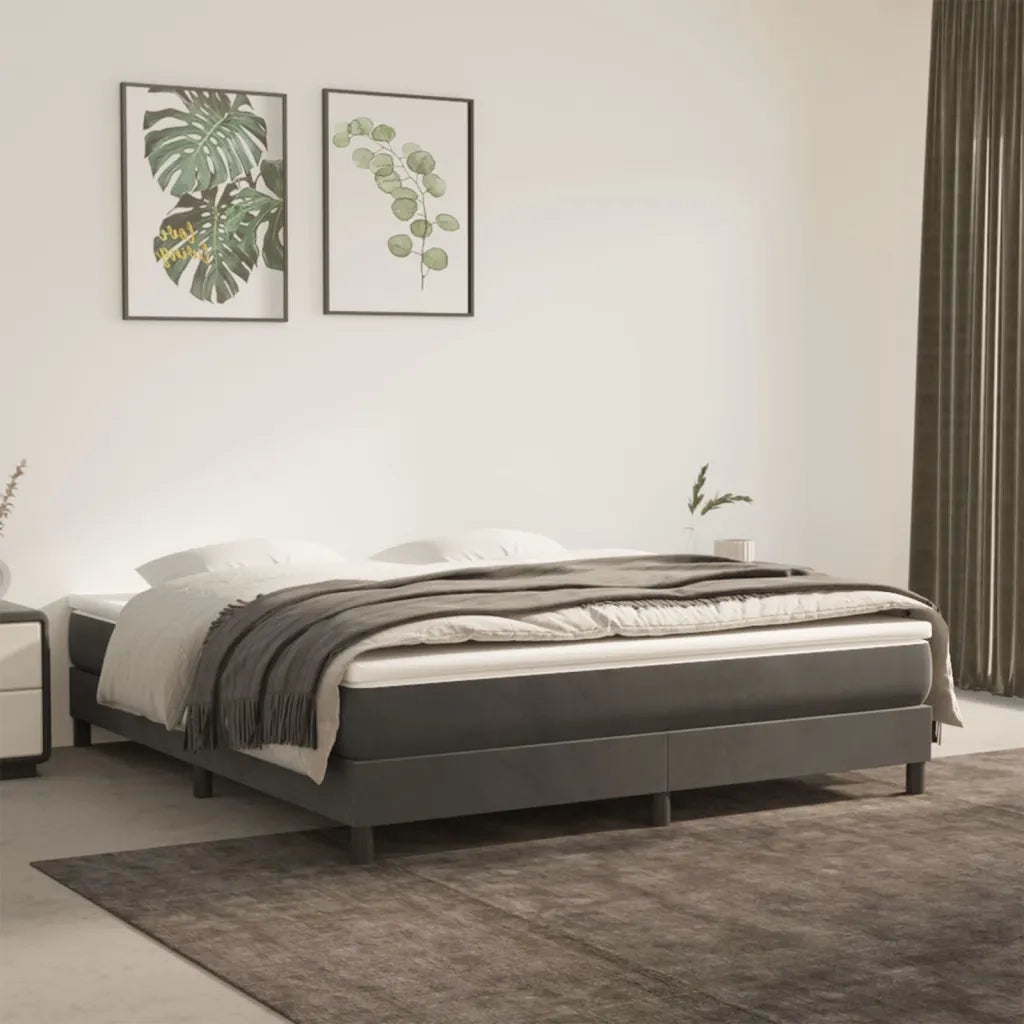Materasso a Molle Insacchettate Rigidit¨¤ Media Grigio Scuro 160x200x20 cm in Velluto