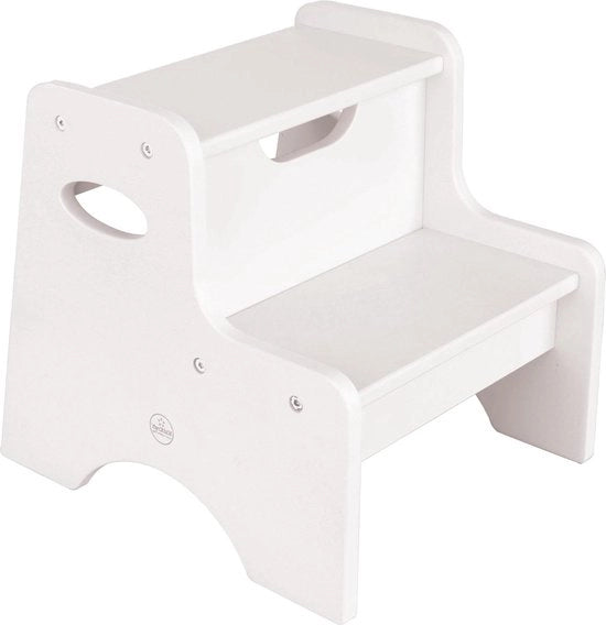 Scaffale a 2 gradini - bianco - robusto e stabile