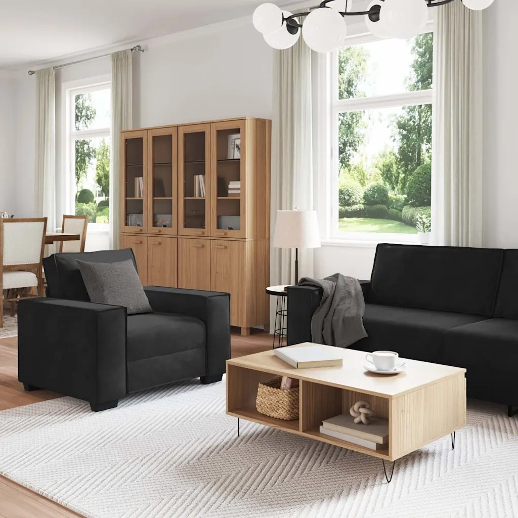 Set di Divani 3 pz con Cuscini Nero in Velluto 3324623