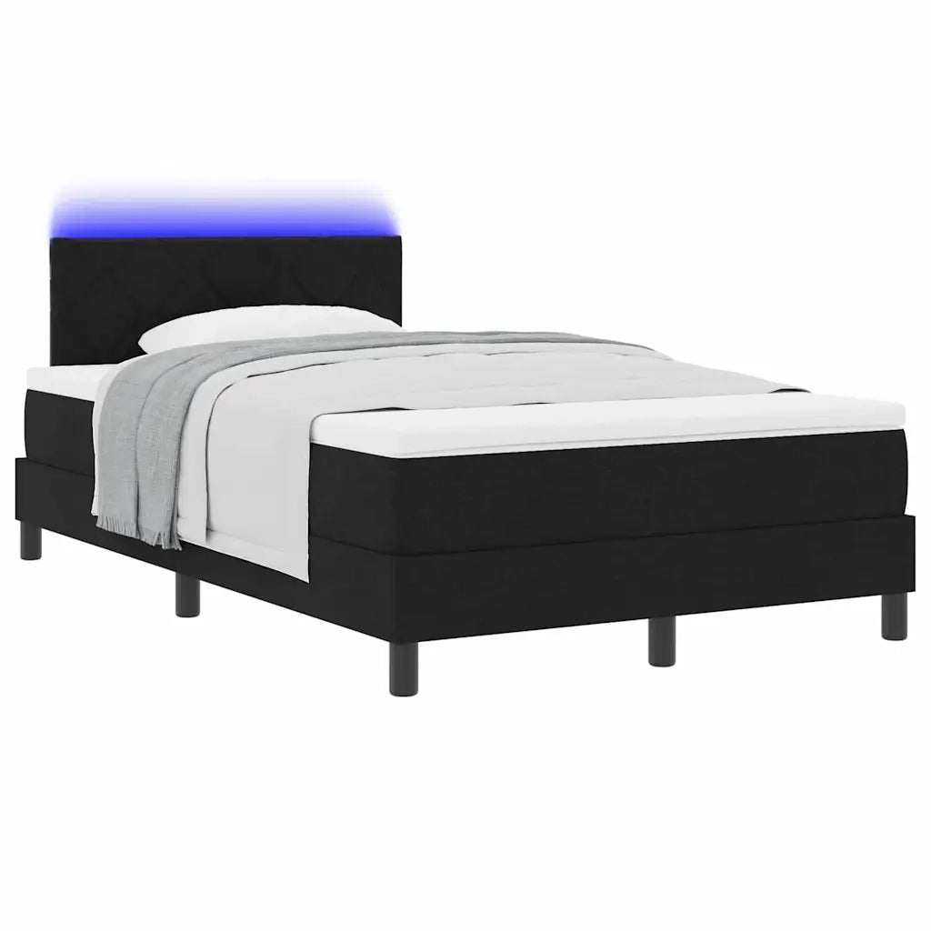 Letto a molle con materasso con led Nero 120 x 200 cm Tessuto