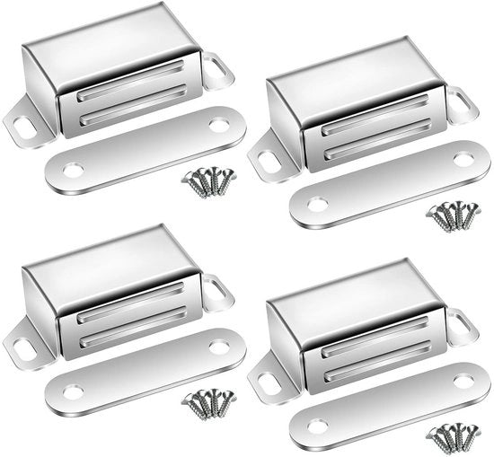 Magneetti per porte di armadio - Chiusura forte 14 kg - Magneetti per serrature porte armadio - Magneetti per serrature porte - Acciaio inossidabile - Magneetti per mobili - 4 pezzi