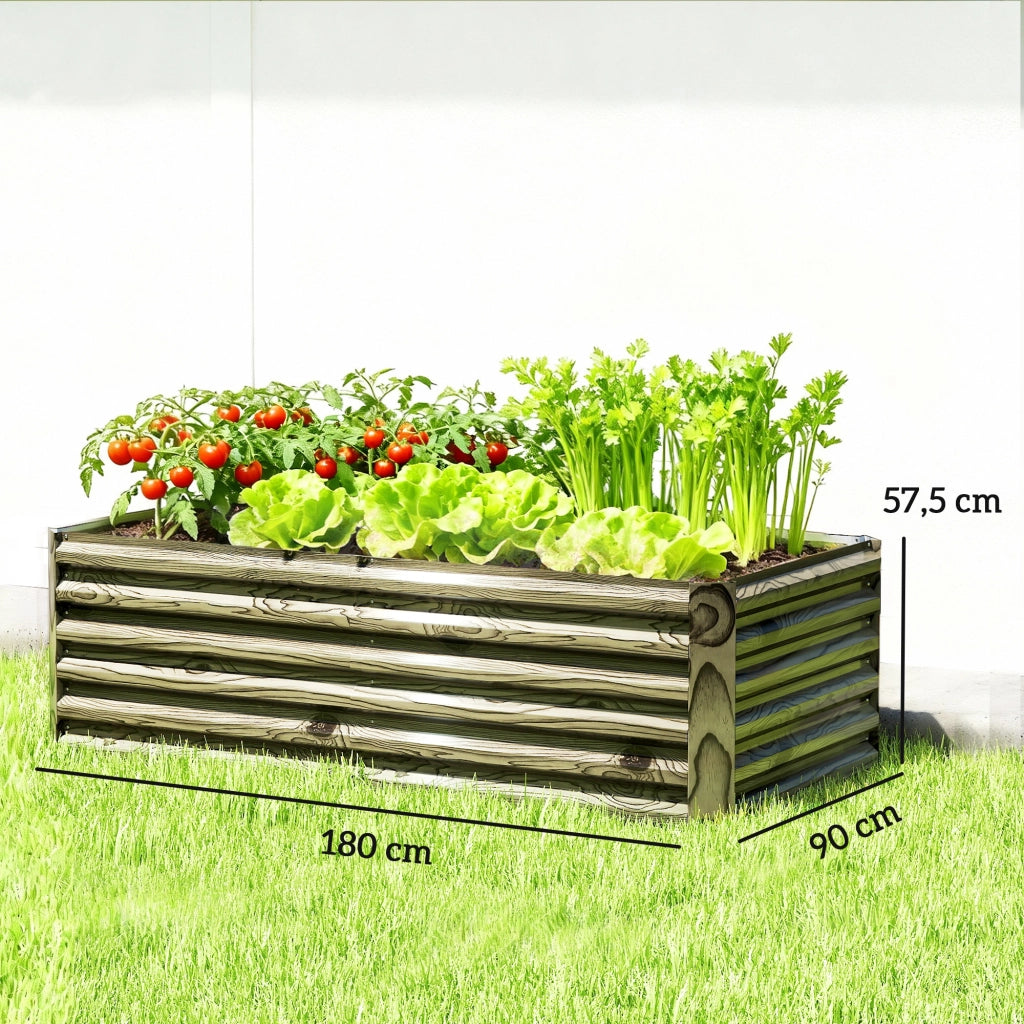 Fioriera Grande Rettangolare per Esterno in Acero Galvanizzato ¨C zephmum ¨C 180x90x57.5 cm Natural