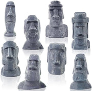Set di 8 mini statue Moai di Pasqua, decorazione miniatura di Pasqua, ornamento di Pasqua, miniatura artigianale per soggiorno e camera da letto, statua da ufficio, statua da libreria.