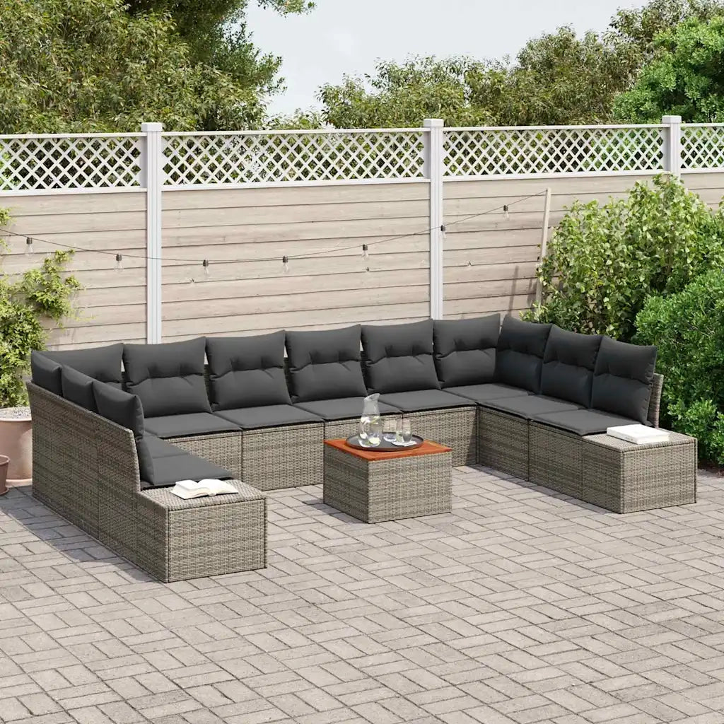 Set Divano da Giardino con cuscino 11 pcs Grigio polyrattan 3348007