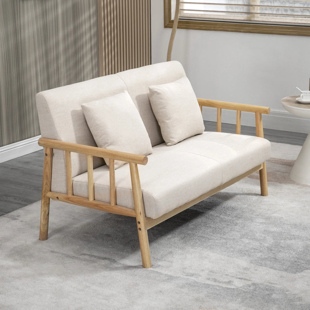 Divano 2 posti in tessuto effetto lino ¨C Xylo ¨C Beige, 123x69x74 cm