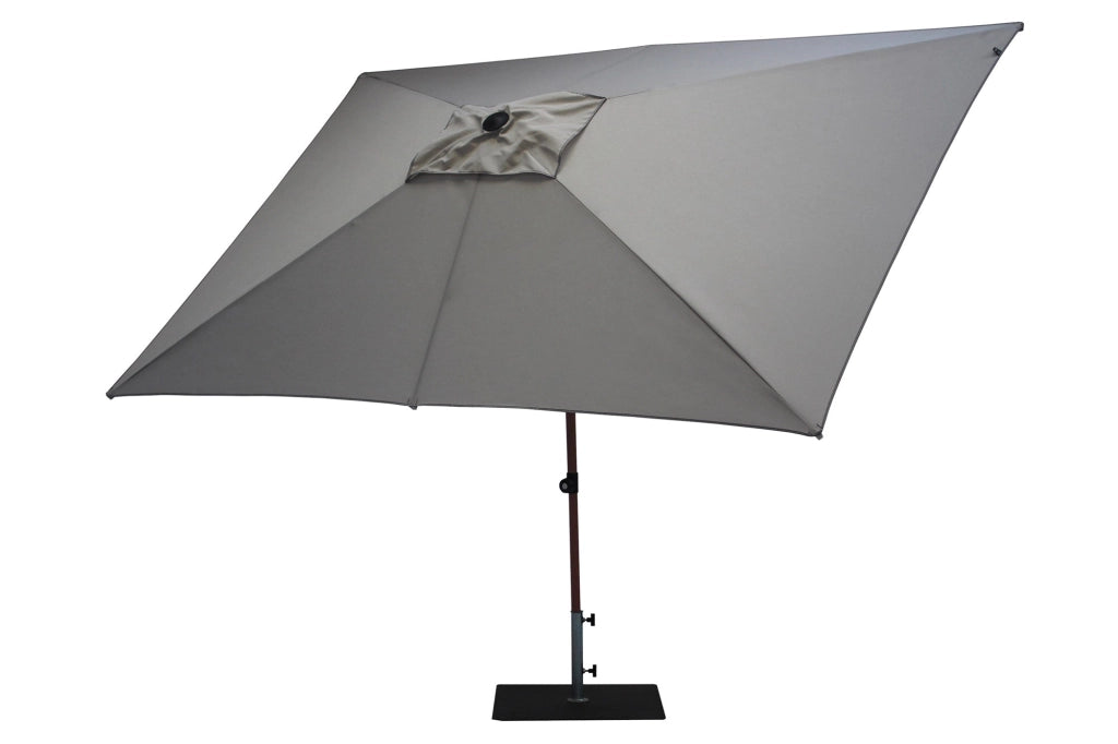 Ombrellone da Giardino 3x2 m Palo Ø38 mm in Alluminio Effetto Legno Tessuto Olefin Trend Wood Grigio